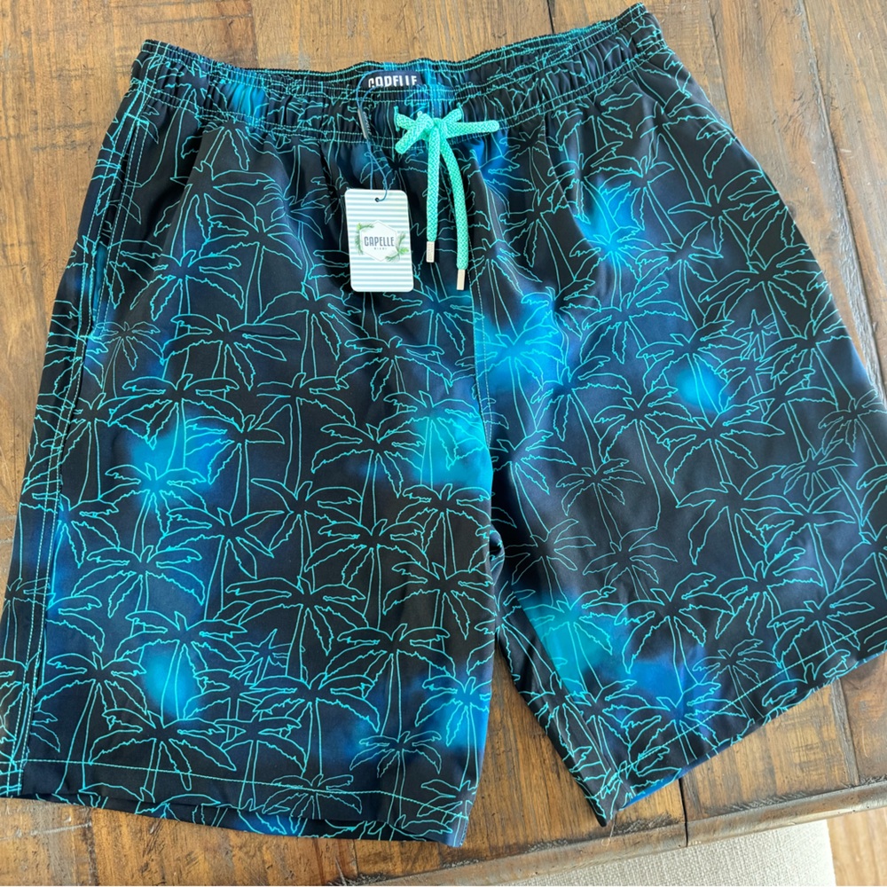 NWT Capelle Long Foggy Palms Men’s Swim Shorts